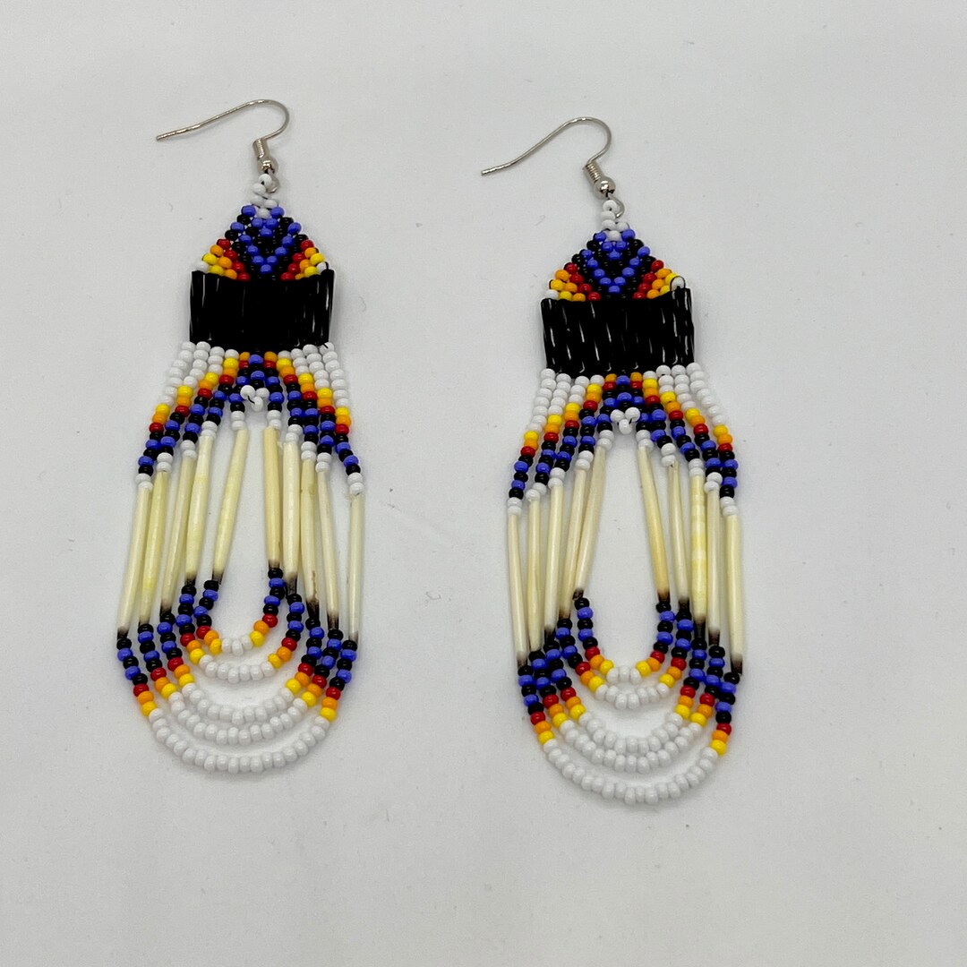 Porcupine Quill Earrings Native American Glass Beads - Etsy