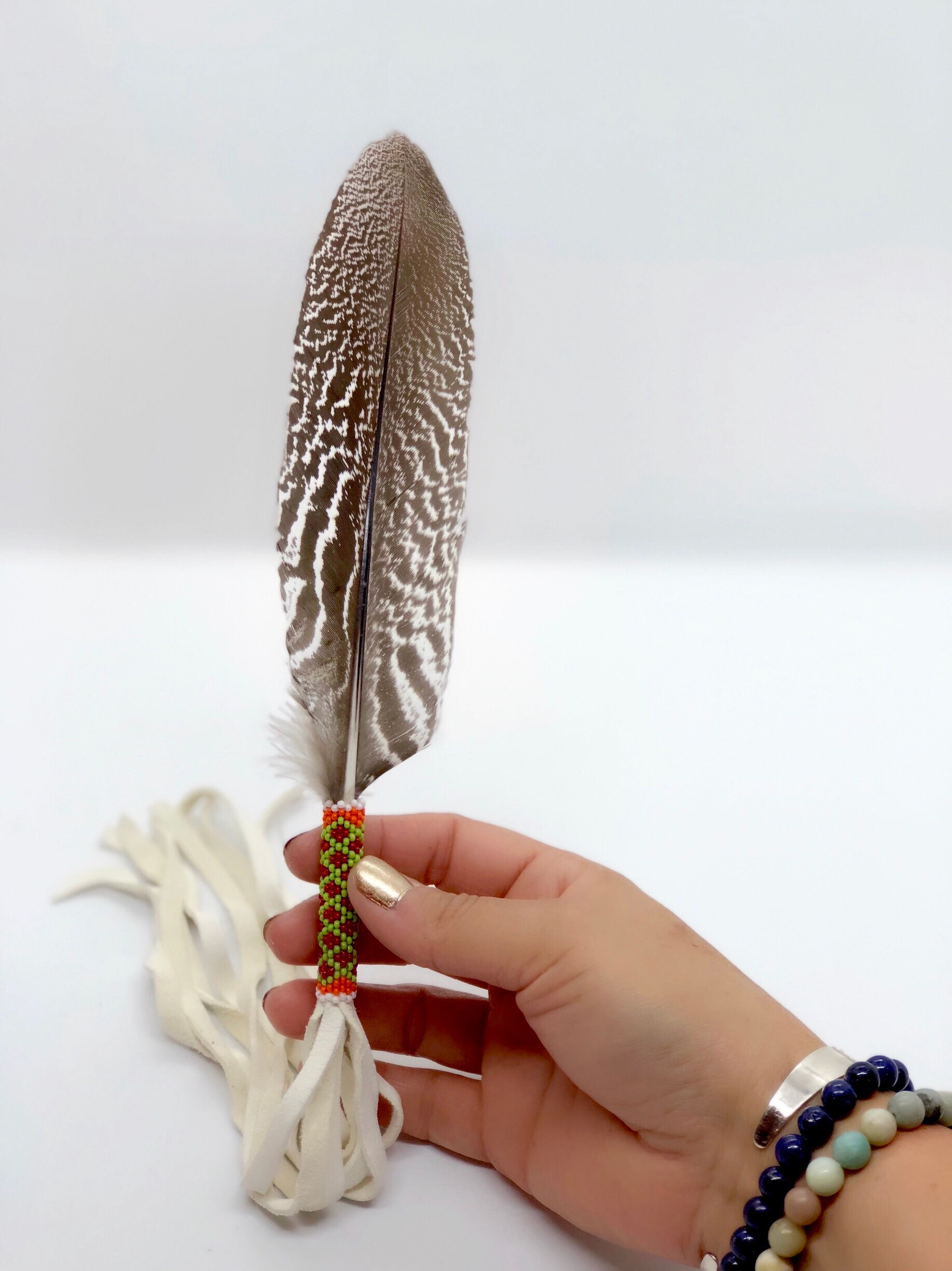 Beaded Smudge Feather Native American Smudging Feather Prayer