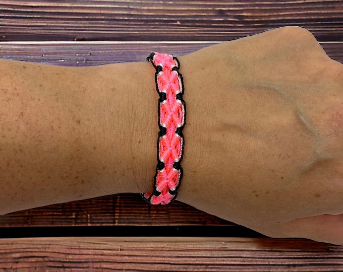 Pink and Black Friendship Bracelet - Handmade