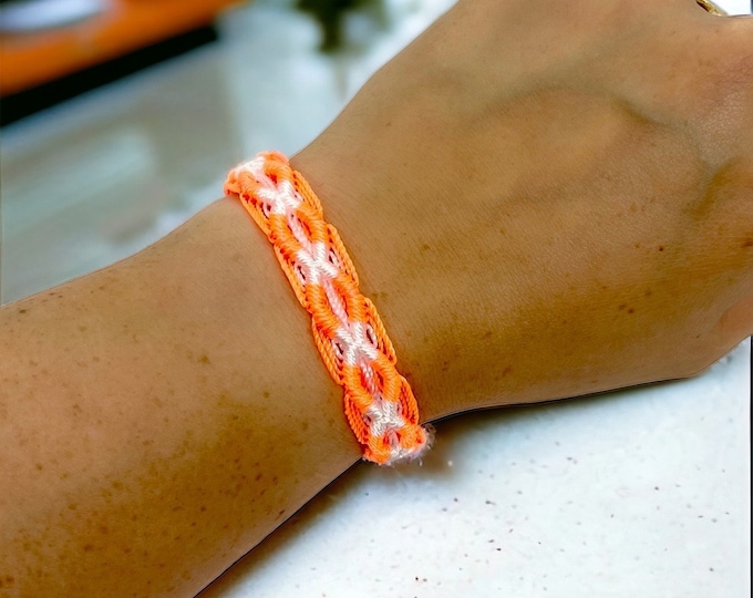 Orange & White Friendship Bracelet - Handmade