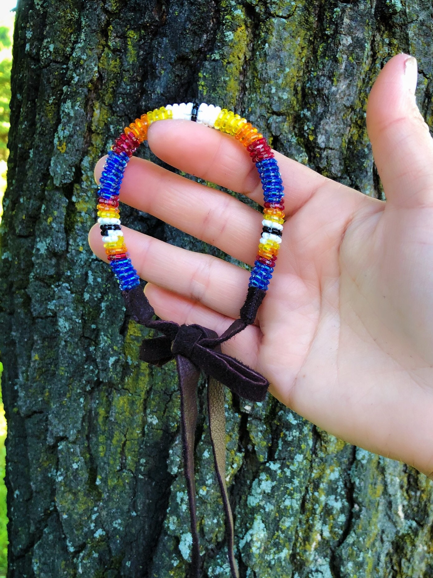 Beaded Bracelet - Native American - Adjustable Sizing - Lakota Beadwork