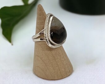 Size 6 - Banded Agate Ring - Sterling Silver