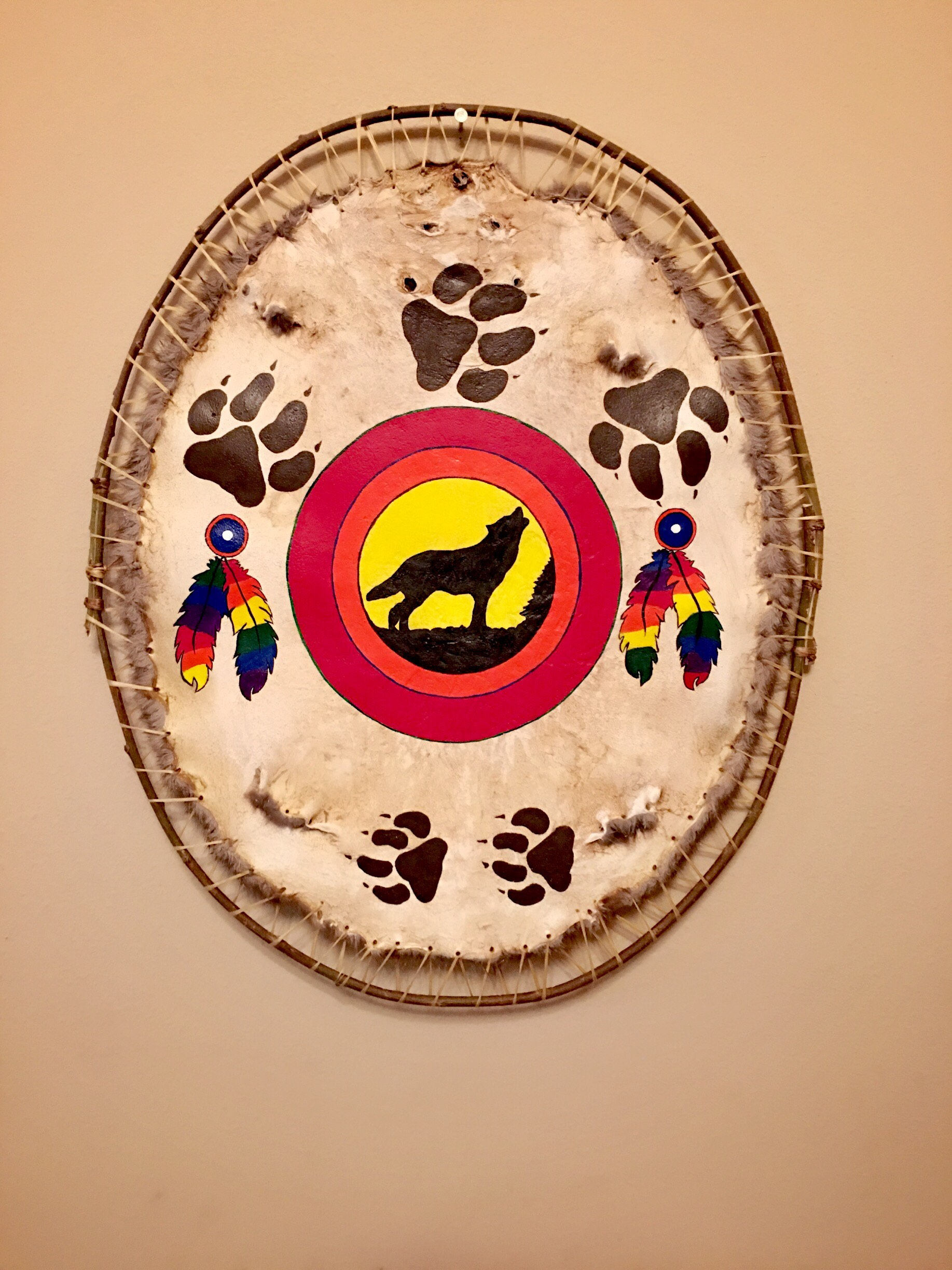 Painted Beaver Hide - Native American Wolf Painting - Lakota - Sioux -  Painted Original - Hide Painting - Authentic Native American, image size:1835x2448