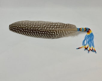 Beaded Smudge Feather with Beaded Fringe - Native American