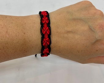 Red and Black Friendship Bracelet - Handmade