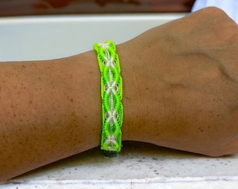 Green and White Friendship Bracelet - Handmade