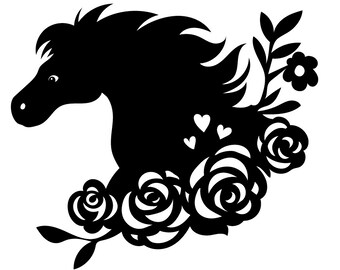 Rose Horse cut files (svg/dxf)