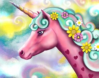 Modern unicorn fabric coupon, digital printed fabrics