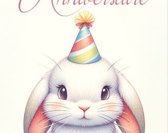 Rabbit birthday poster to print (digital print)