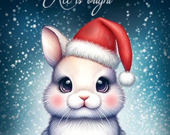 Christmas poster to print - Rabbit (digital print)