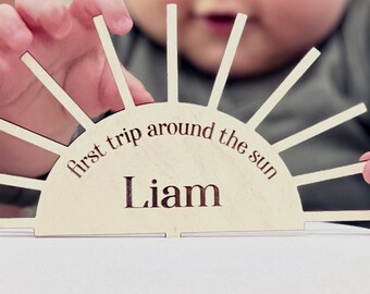 First Trip Around The Sun Cake Topper | First Birthday | Baby Birthday Party Decor | Boho Cake Topper | Birthday Boy | Birthday Girl | One |