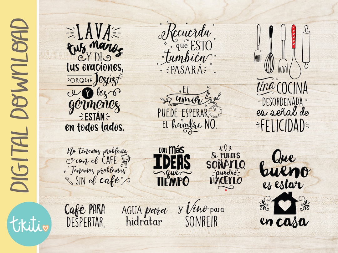 Kitchen Spanish Quotes BUNDLE, Kitchen , DIY, Wood Sign Vectors Art