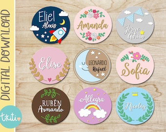 Nursery Baby Name BUNDLE , Laser Cut File, DIY, Round Wood Sign, SVG, Instant Digital Download
