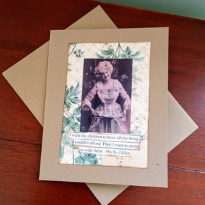 drôle de carte de vœux / carte de stock blanc / phyllis Diller Citation /