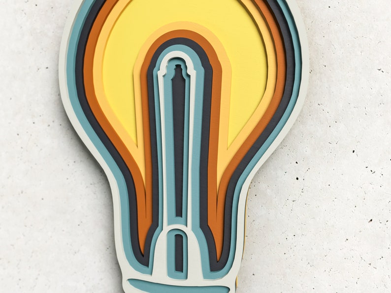 Electric Light Bulb 3D Zentangle Svg Files, Multilayer Panel for Laser