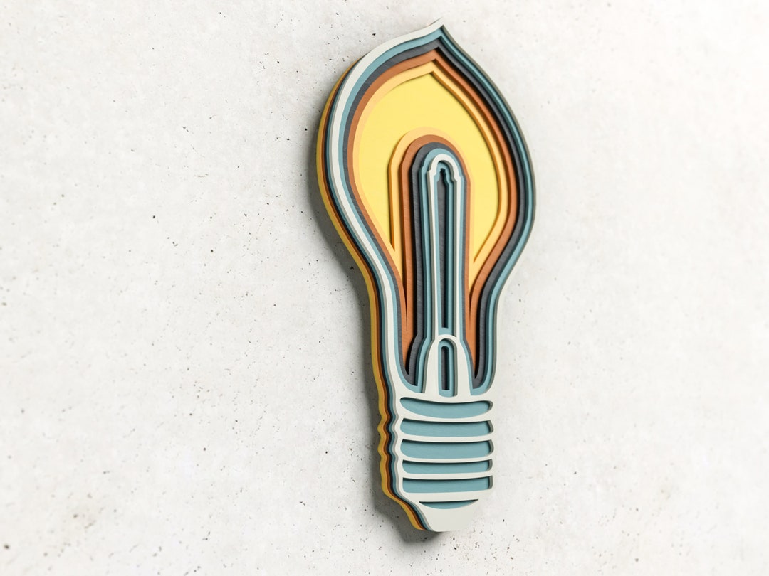 Electric Light Bulb 3D Zentangle Svg Files, Multilayer Panel for Laser