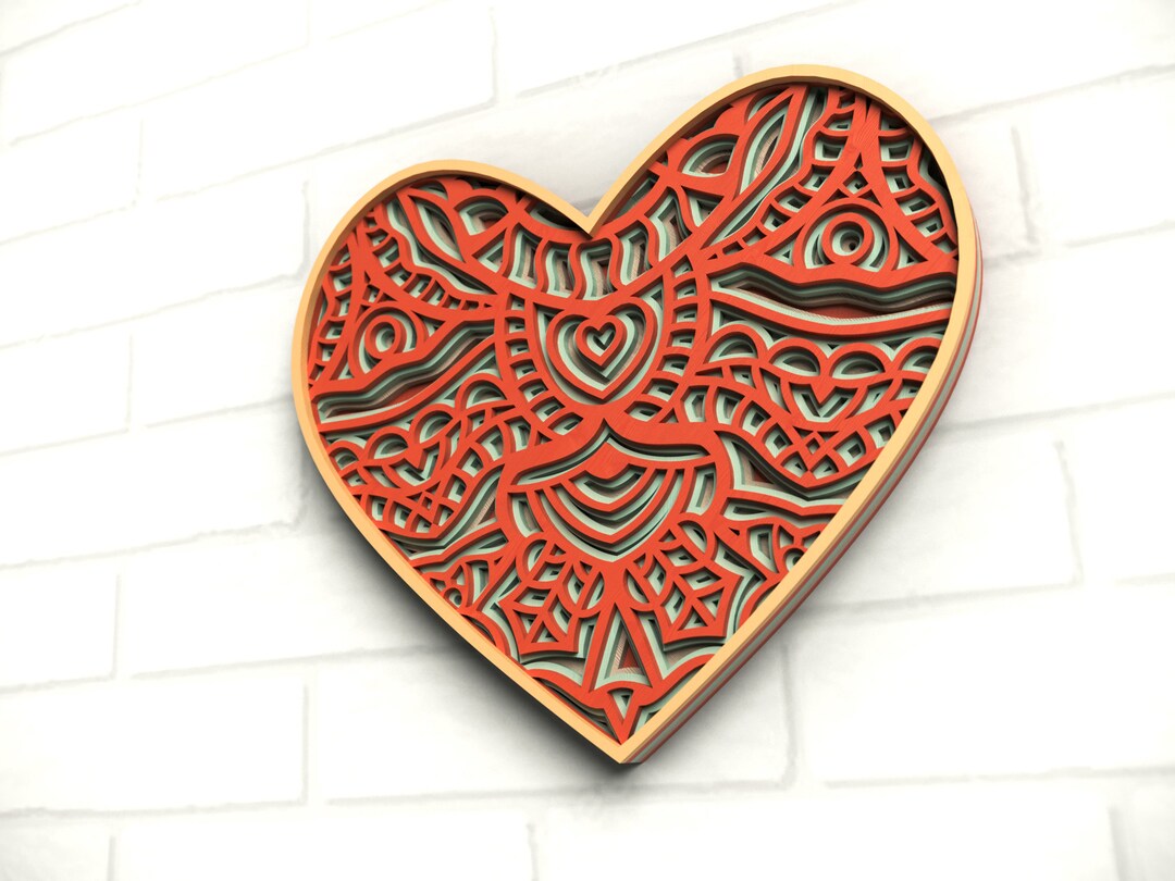 3D SVG Heart, Layered Heart SVG, Heart Svg Cricut, Laser Cut Heart ...