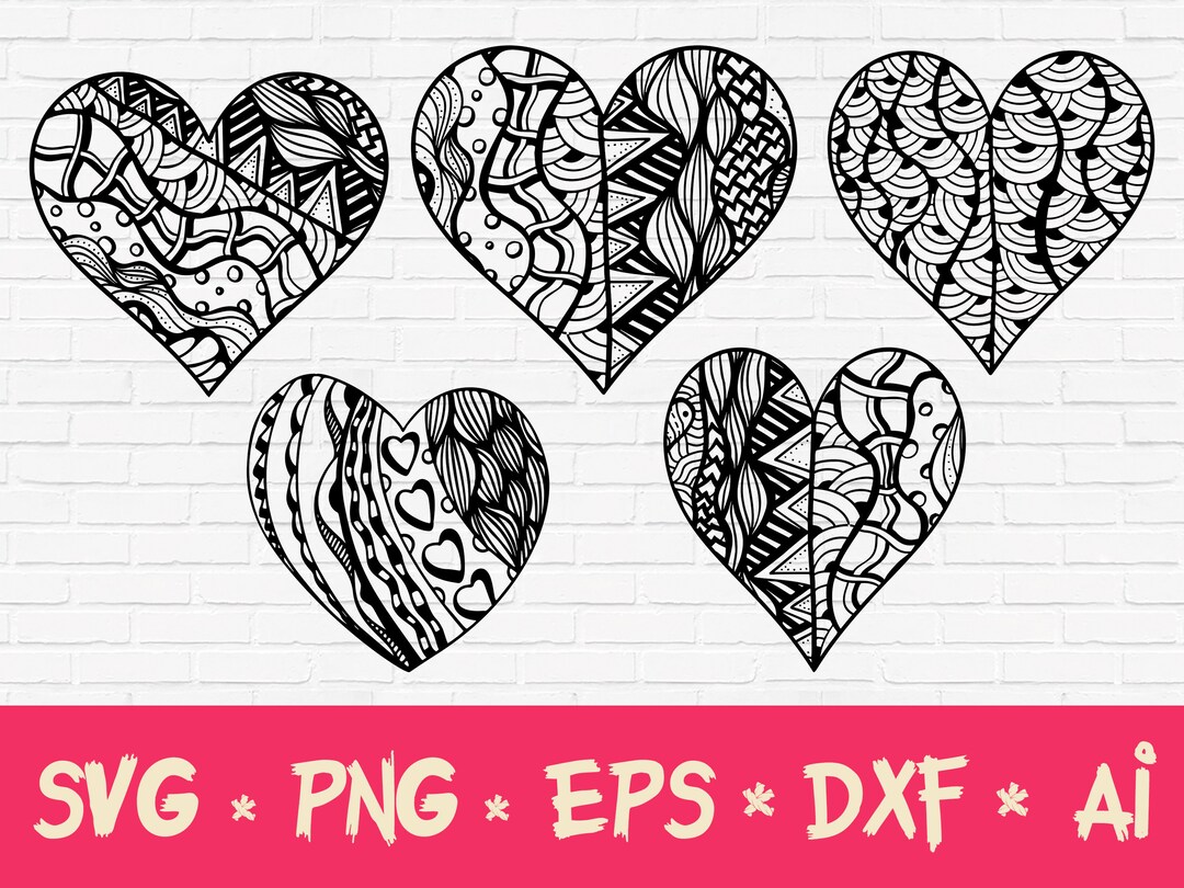 Heart Zentangle Mandala Svg | Love Heart Svg | Heart Mandala Svg ...