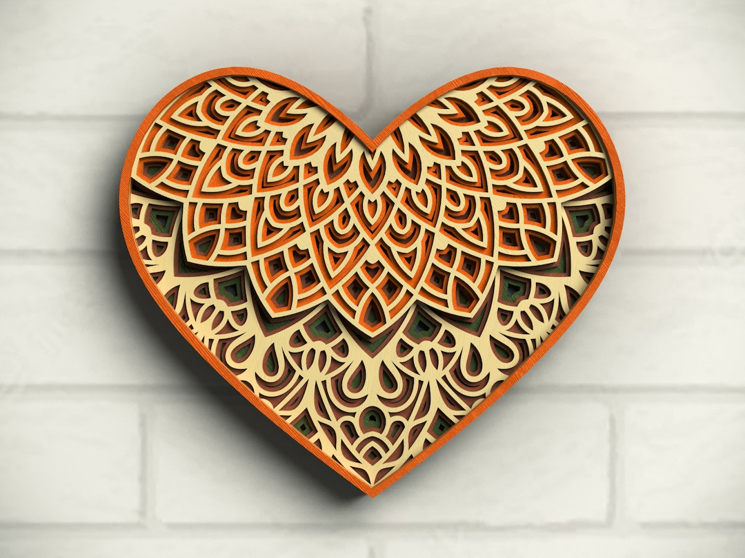 Buy 3D SVG Heart, Layered Heart SVG, Heart Svg Cricut, Laser Cut Heart ...