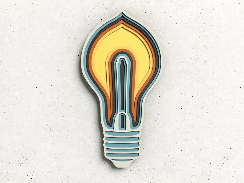 Electric Light Bulb 3D Zentangle Svg Files, Multilayer Panel for Laser