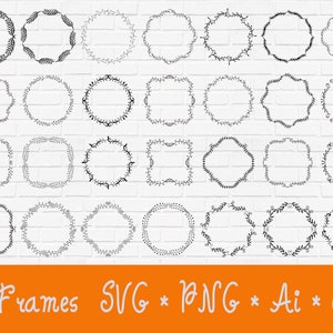 Wreath svg bundle, floral svg, circle frame svg, circle monogram svg, circle border svg, floral frame svg svg files for cricut, silhouette