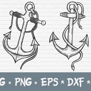 Schiff Anker Design SVG. Schnittdateien für Cricut. Druckbare Kunst DXF PNG Jpg, Silhouette, Vektor Clip Art, Bilder für Cut-Dateien oder für Cricut.