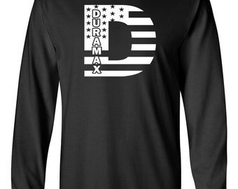 Duramax Diesel Long Sleeve Shirt American Flag T-Shirt USA | Black