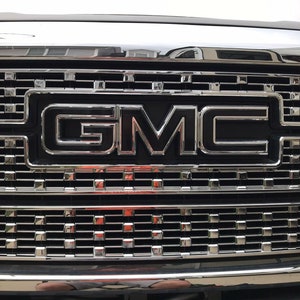 Sierra Precut Emblem Overlay DECALS Compatible With GMC Sierra | Gloss BLACK Front & Rear Set