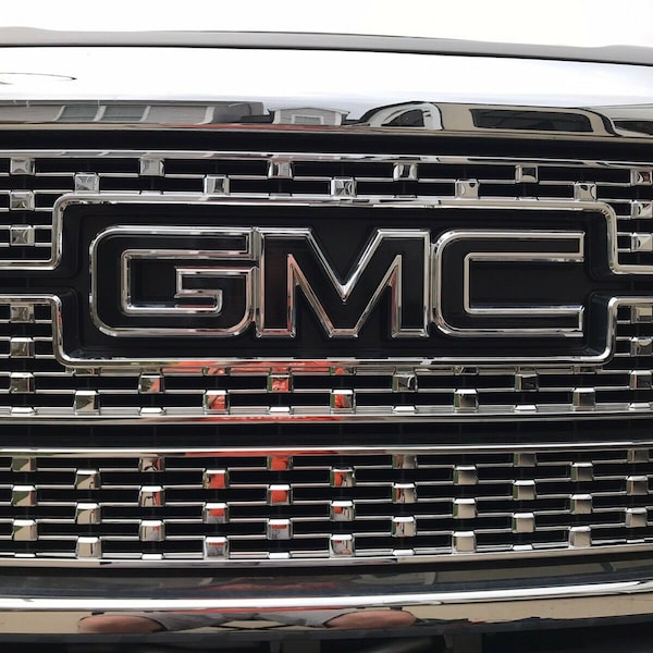 Sierra Precut Emblem Overlay DECALS Compatible With GMC Sierra | Gloss BLACK Front & Rear Set