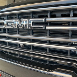 2019-2024 Sierra 1500 Gloss BLACK Precut Emblem Overlay DECALS Compatible With GMC Sierra | Front & Rear Set