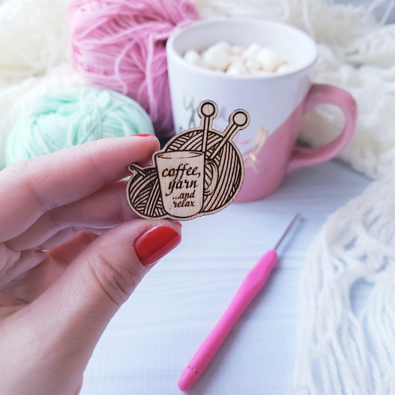 Yarn Balls Coffee Cup Wooden Pin Valentine's Gifts Gift image 0