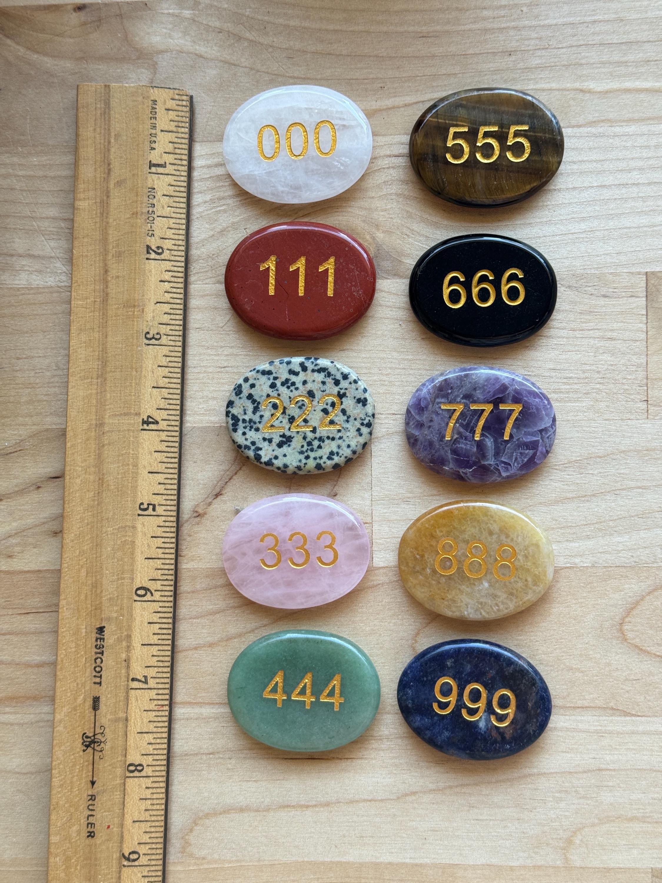 Angel Numbers Crystal Pocket Stone: Engraved Lucky Numbers - Etsy