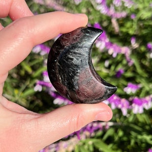 Garnet and Astrophylite Moon - Halloween Moon Crystal