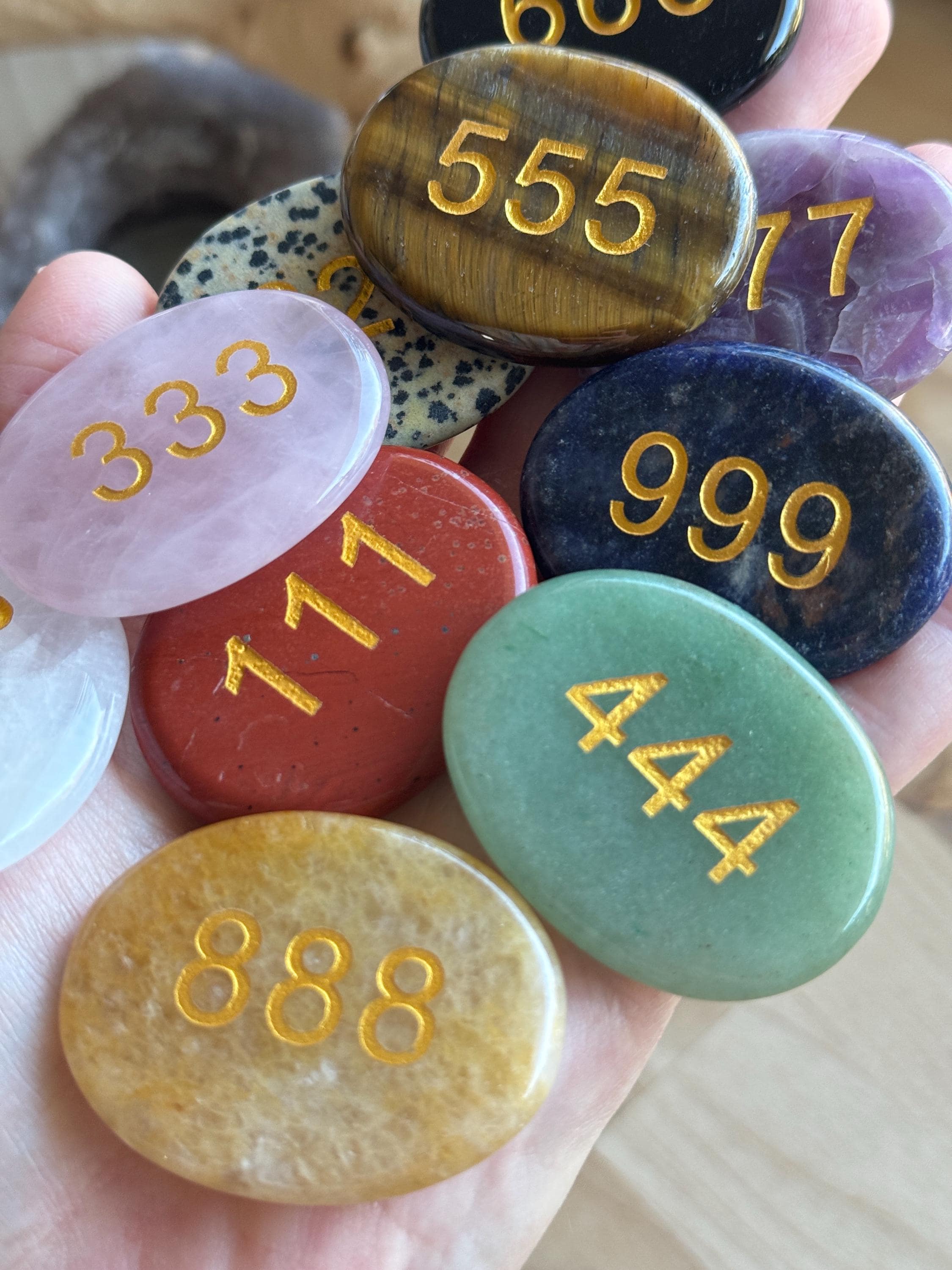 Angel Numbers Crystal Pocket Stone: Engraved Lucky Numbers - Etsy