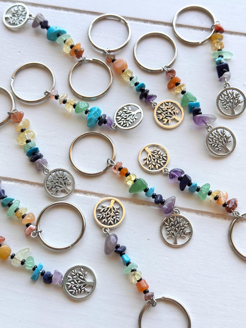 Rainbow Chakra Tree of Life Keychain Bag Charm - Etsy