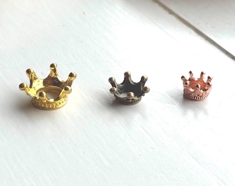 Mini soporte de esfera con corona: dorado, oro rosa o bronce antiguo