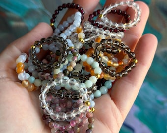 Natural Gemtone Fidget Ring: 4mm stretch beaded ring