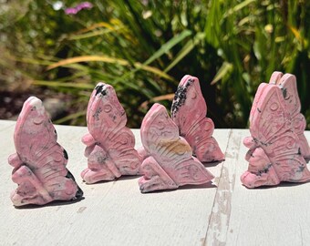 Peruvian Rhodonite Fairy Carving: Pink Stone Garden Decor