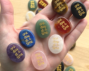 Mini One Day at a Time Crystal Pocket Stone: Engraved Encouragement