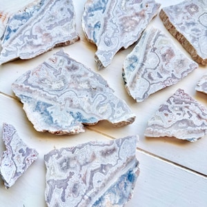 Raw Crazy Lace Agate Slabs - untreated white lace agate slabs - you choose the slab