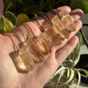 Golden Healer Quartz Pendant Natural Raw Hematoid Quartz Point Necklace