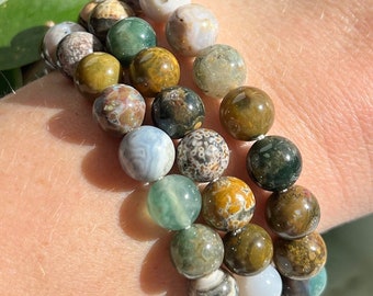 Armband oceaanjaspis met bollen 8 mm