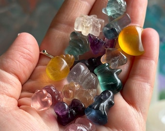 Mini Rainbow Fluorite Crystal Carvings Lots and Individual (0.5in - 0.75in)