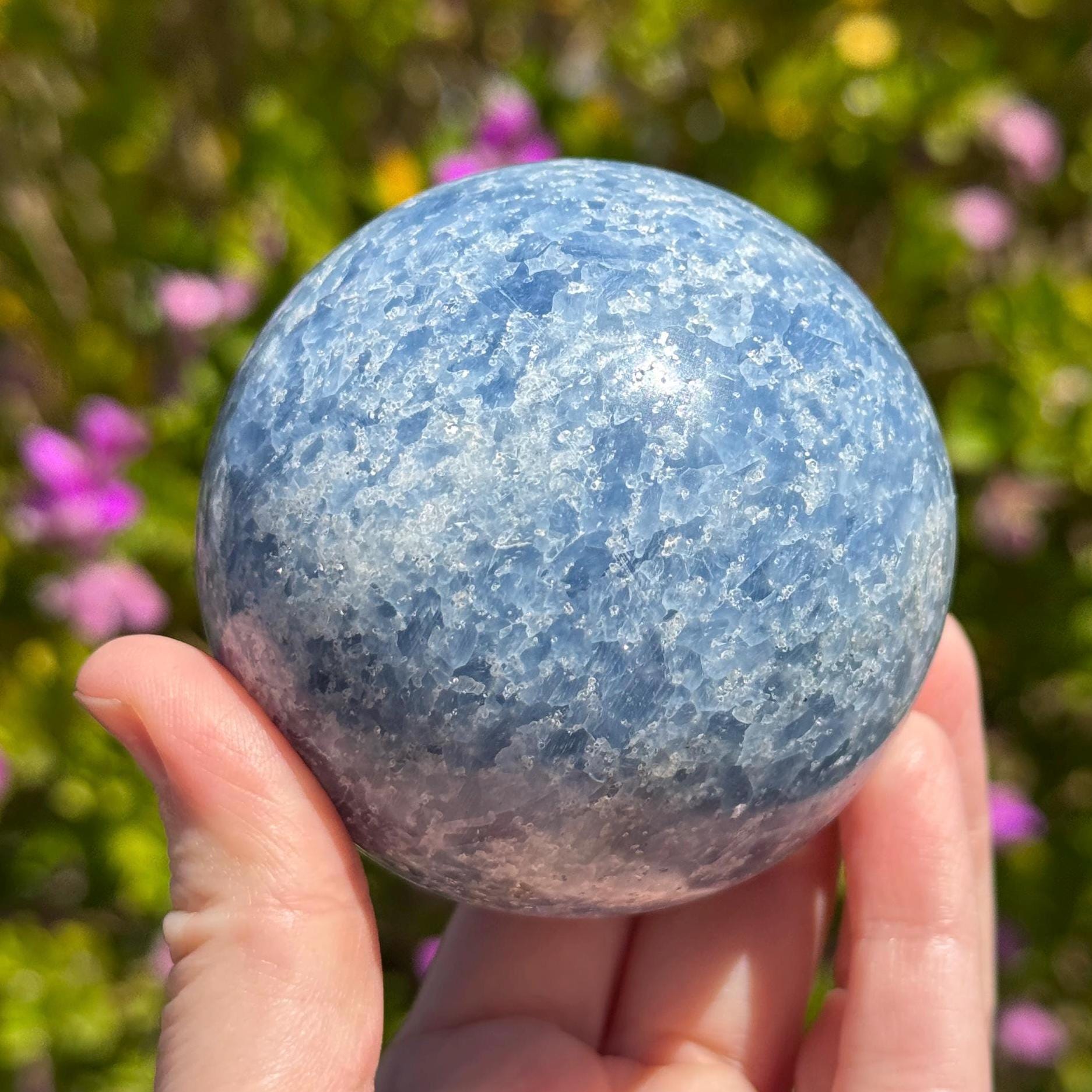 Blue Calcite Sphere: Sparkly Mica Stone, 2.5in Diameter - Etsy