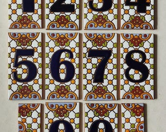 House Number High Relief Blue Jean with Cobalt Blue 6x3 and Ends 6x2 each, Hand Made Tile. Select the ones you need !!!