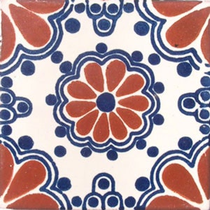 C#002))  Mexican Ceramic 4x4  inch Hand Made Tile