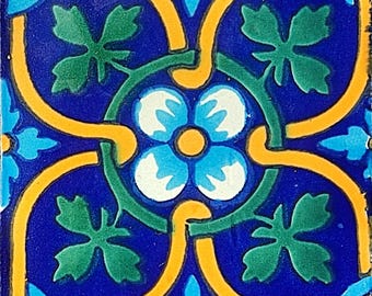 C#132))  Mexican Ceramic 4x4  inch Hand Made Tile