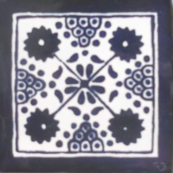 C#103))  Mexican Ceramic 4x4  inch Hand Made Tile