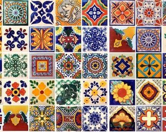 40 Tiles 6x6 inches Assorted Mexican Ceramic Hand Made Talavera #002