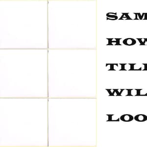 May include: A sample of how 9 tiles will look. The tiles are white and have a grid pattern.